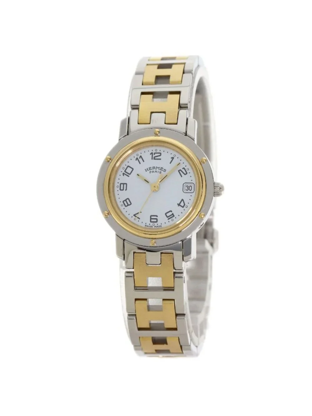 Hermes Clipper SS Watch White